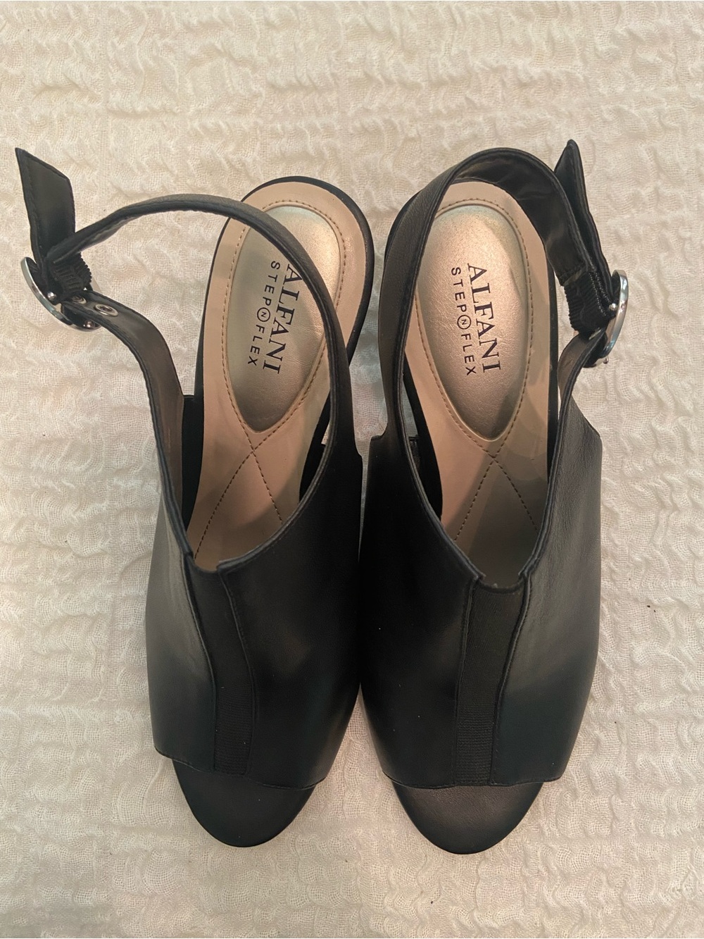 ALFANI BLACK PEEP TOE HEELED MULE SIZE 9 - Picture 8 of 9